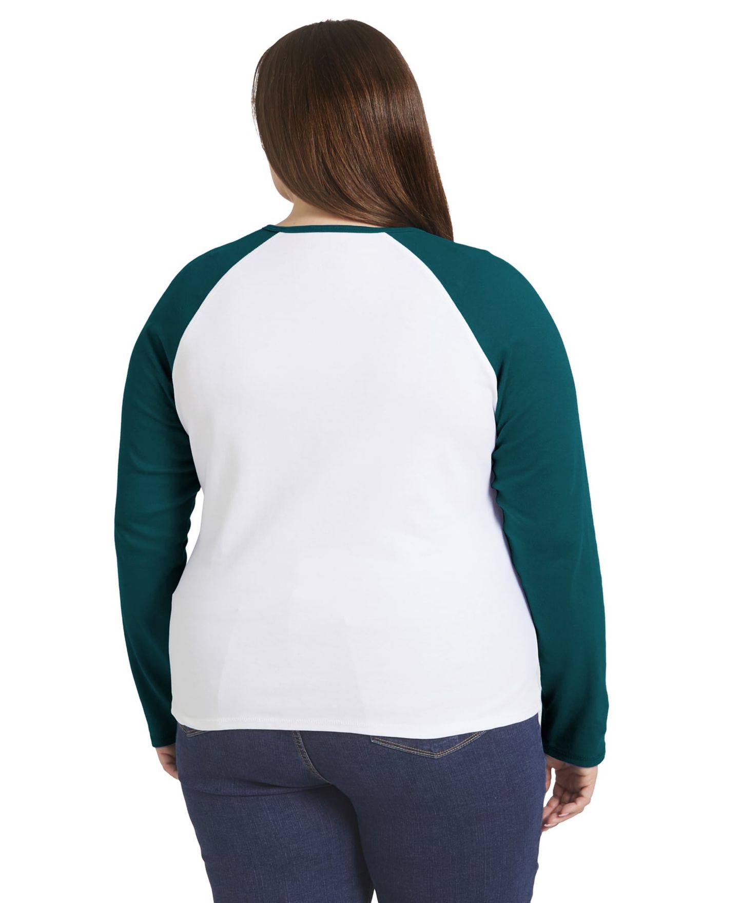 Женская футболка WEAR by Erin Andrews White/Midnight Green Philadelphia Eagles Plus Size Henley Long Sleeve Raglan — фото 3