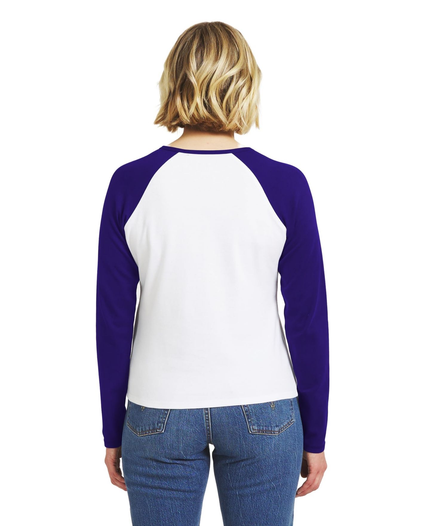 Женская футболка WEAR by Erin Andrews White/Purple Baltimore Ravens Henley Long Sleeve Raglan — фото 2