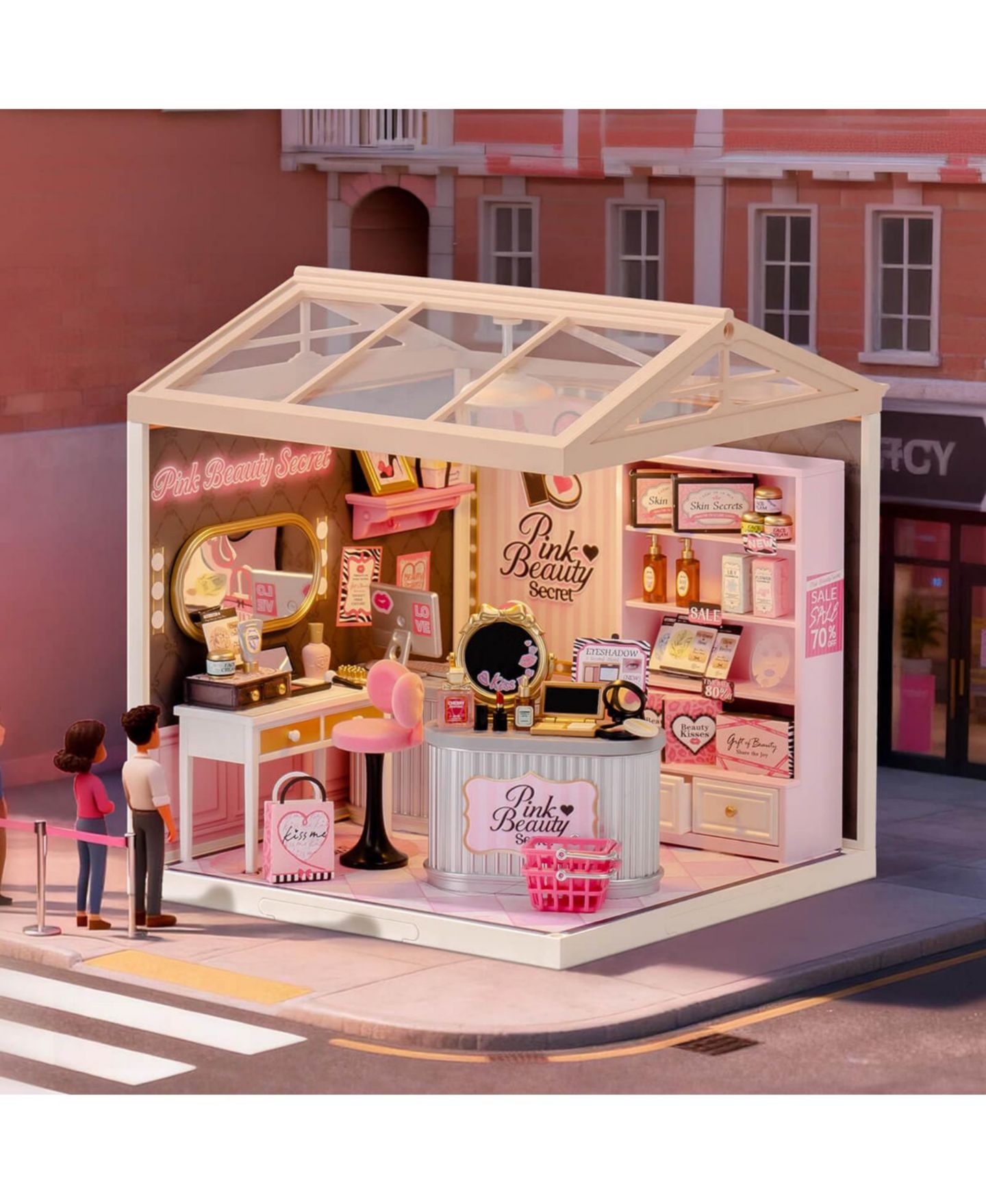 Детский конструктор Robotime Beauty Salon Super Creator Pink Beauty Secret 115-Piece Building Set, Ages 14+, цвет: Розовый — фото 2