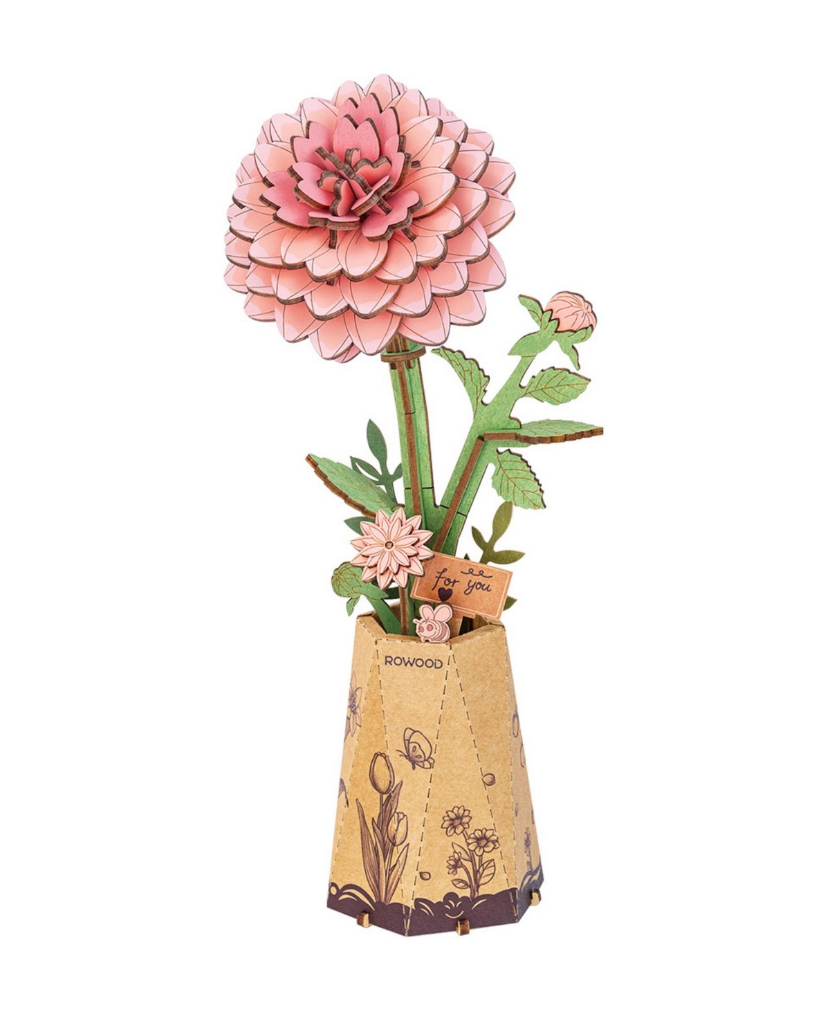 Robotime Orange Gerbera Daisy 3D Wooden Puzzle, Ages 14+
