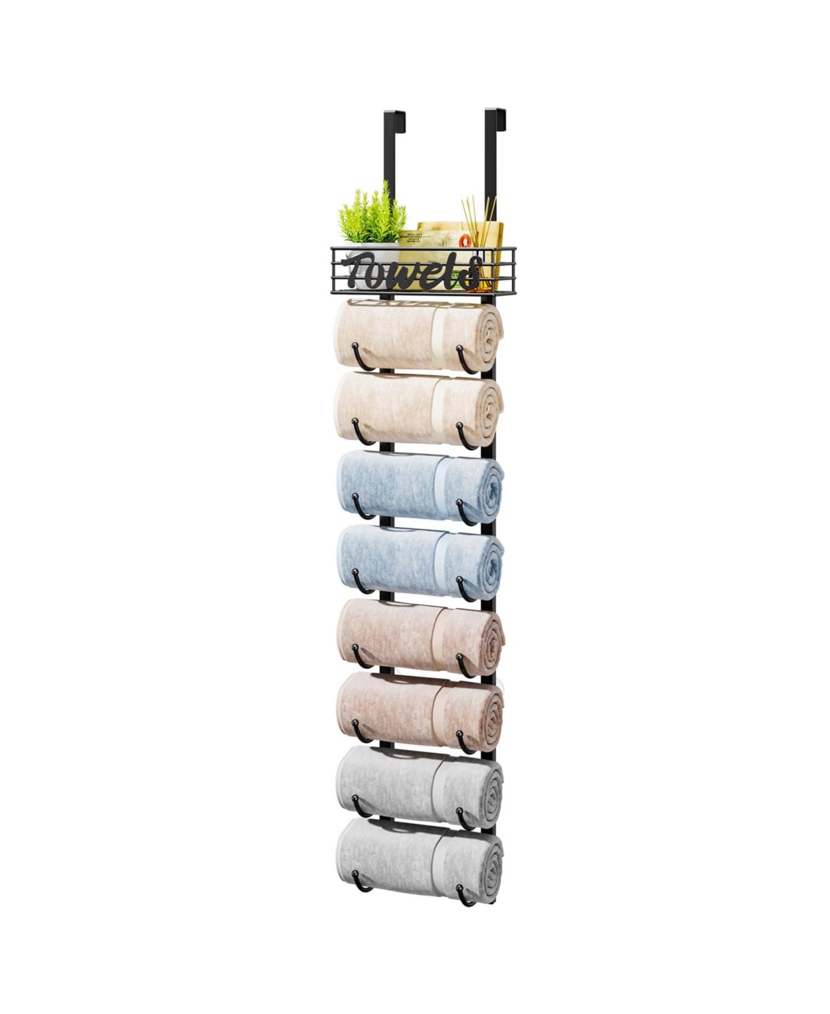 Cyqbd 9 Tier Towel Rack Over Door Wall Mount Organizer Hardware