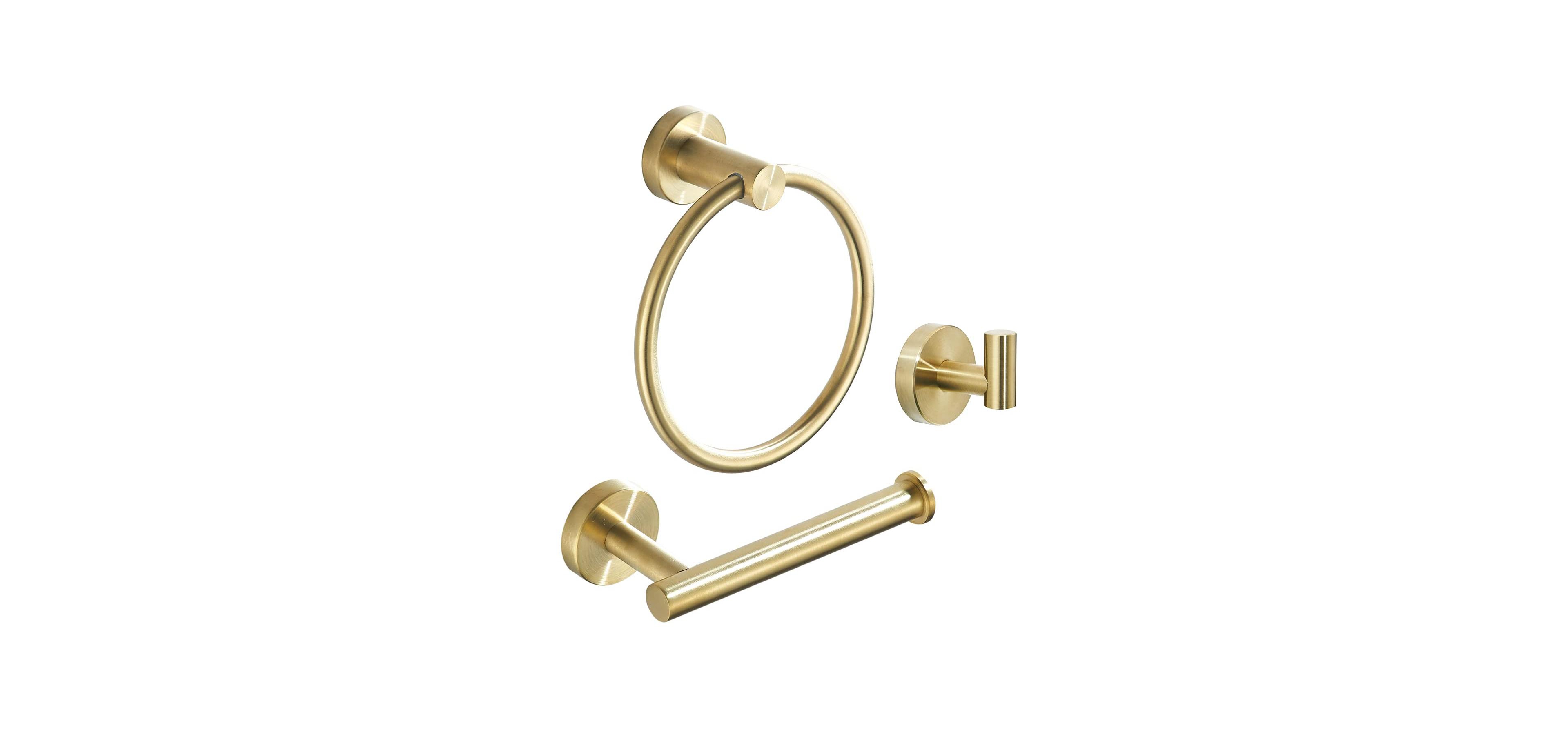 Cyqbd Bathroom Hardware Set Toilet Paper Holder Towel Ring Robe Hook Wall Mount