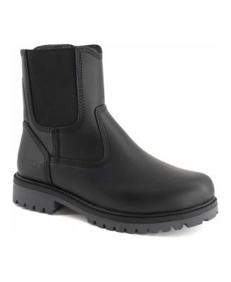 Men's Low Leather Round-Toe Lug-Sole Boots