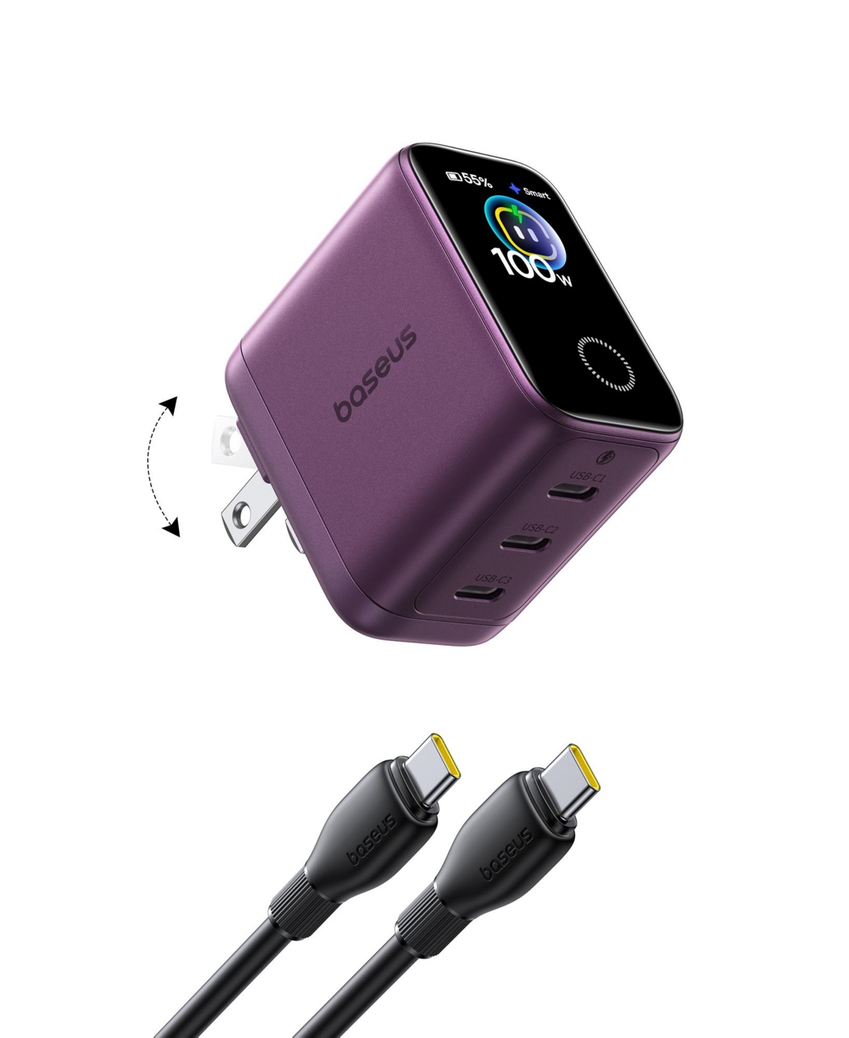Baseus Picogo Pro 100w Gan Fast Charging Wall Charger With Smart Display For Usb C Devices