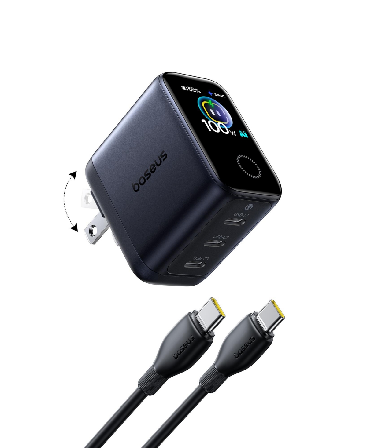 Baseus PicoGo Pro 100W Fast Charging Triple Usb-c Charger for Usb-c Devices - Cosmic black