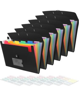 6 Pack Expandable Accordion File Organizer with Labels Elastic Closure for Documents