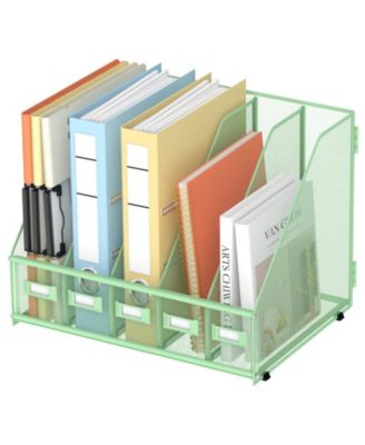 Metal Mesh Desk Organizer 5 Vertical Compartments File Holder for Office Classroom Home Workspace