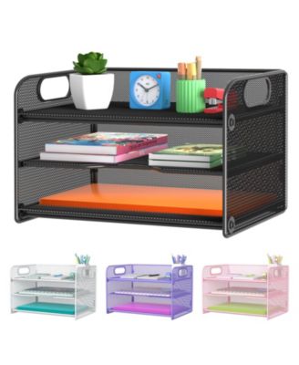 Mesh Desk Sorter Paper Organizer With Handle Sliding Trays