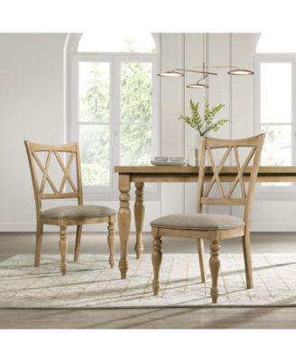 FSolid Wood Cross-back Dining Chairs Set of 2 Light Oak Finish