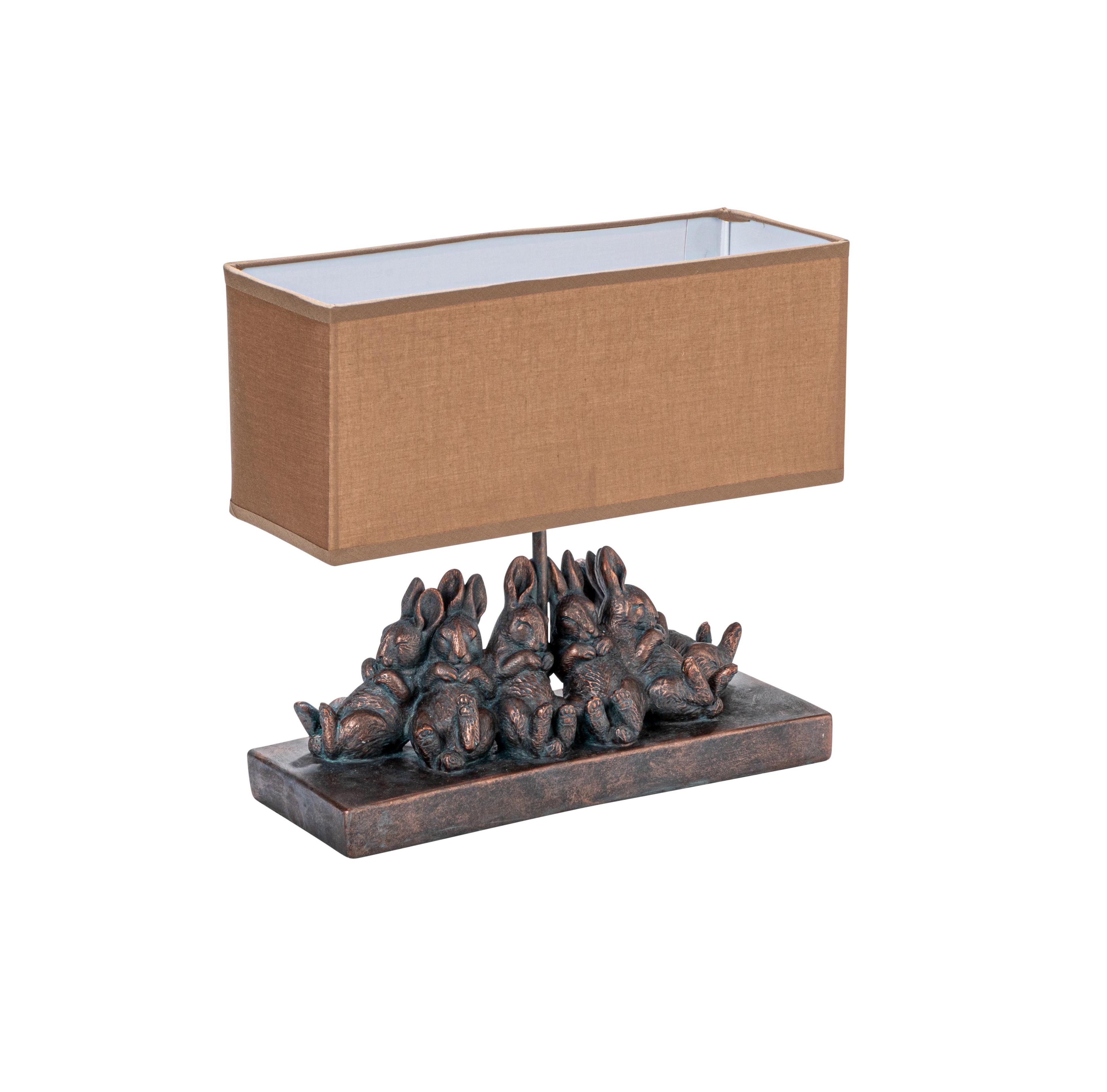 Storied Home Resin Rabbit Table Lamp with Rectangle Linen Shade, Finish