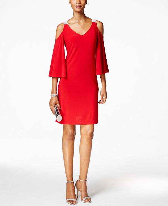 MSK Embellished Cold-Shoulder Dress & Reviews - Dresses - Women - Macy's