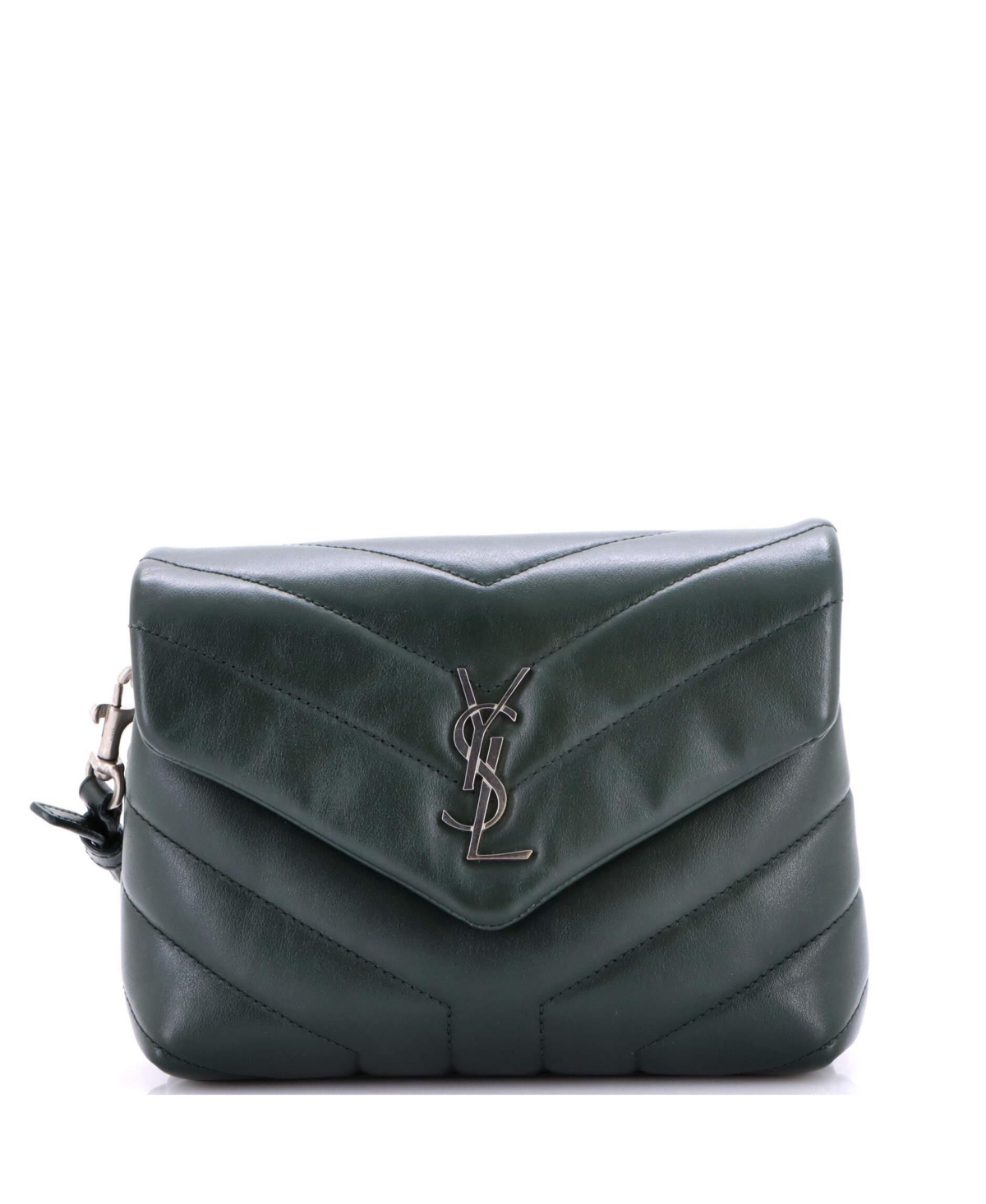 Pre-Owned Saint Laurent Toy Loulou Shoulder Bag Matelasse Chevron Leather - Green