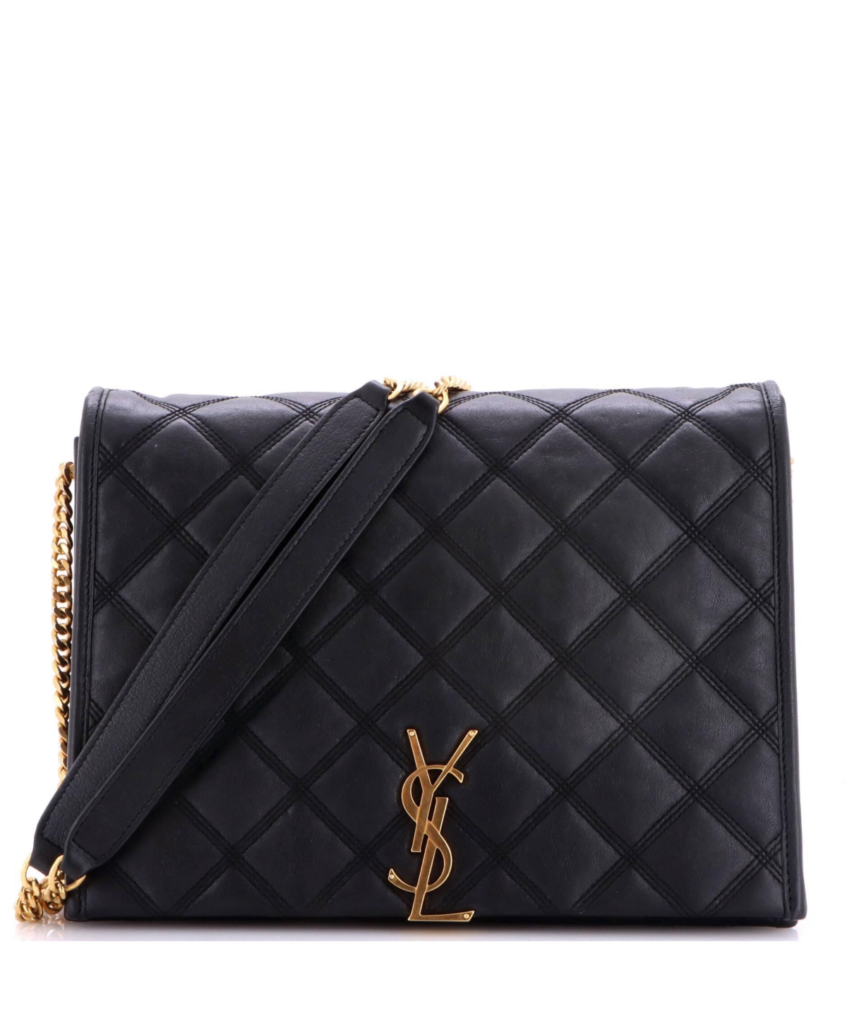 Pre-Owned Saint Laurent Small Becky Shoulder Bag Quilted Leather - Black