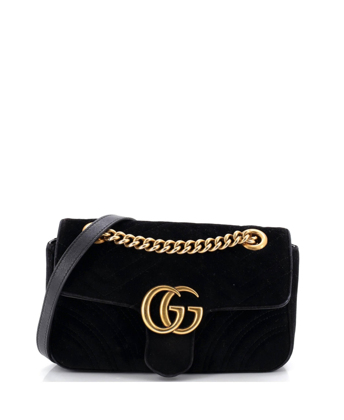 Pre-Owned Gucci Mini Gg Marmont Flap Bag Matelasse Velvet
