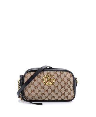 Small GG Marmont Shoulder Bag Diagonal Quilted GG Canvas with Leather