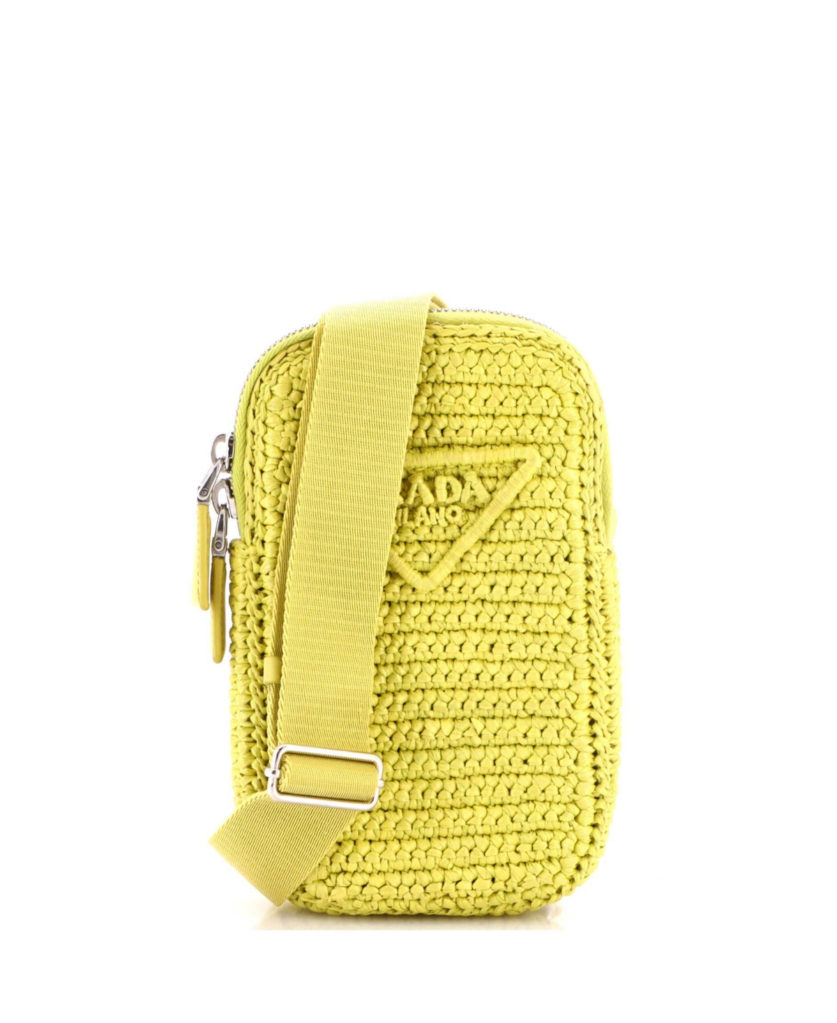 Pre-Owned Prada Zip Phone Holder Crossbody Bag Raffia