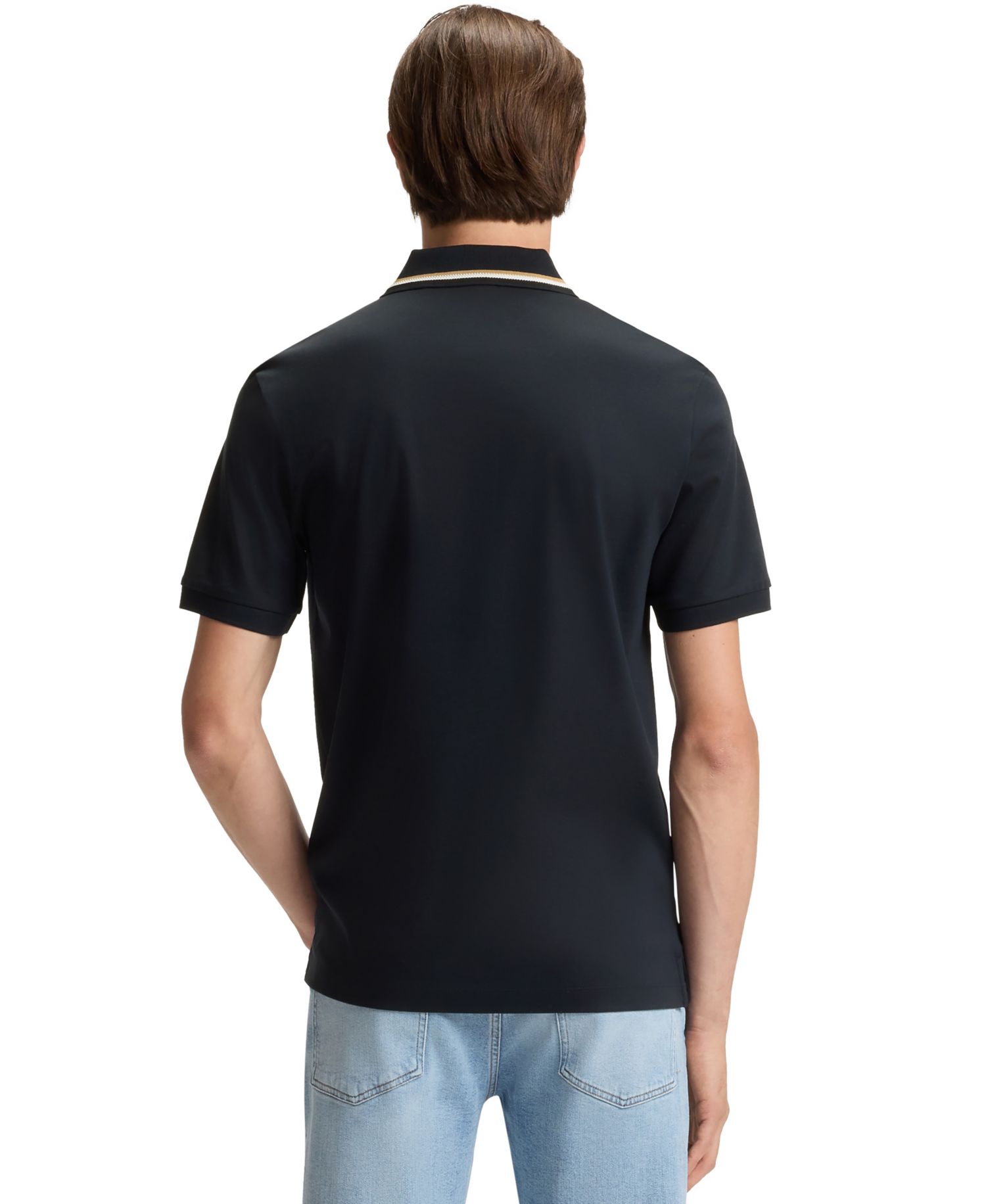 Men's Cotton Slim-Fit Striped Collar Polo Shirt