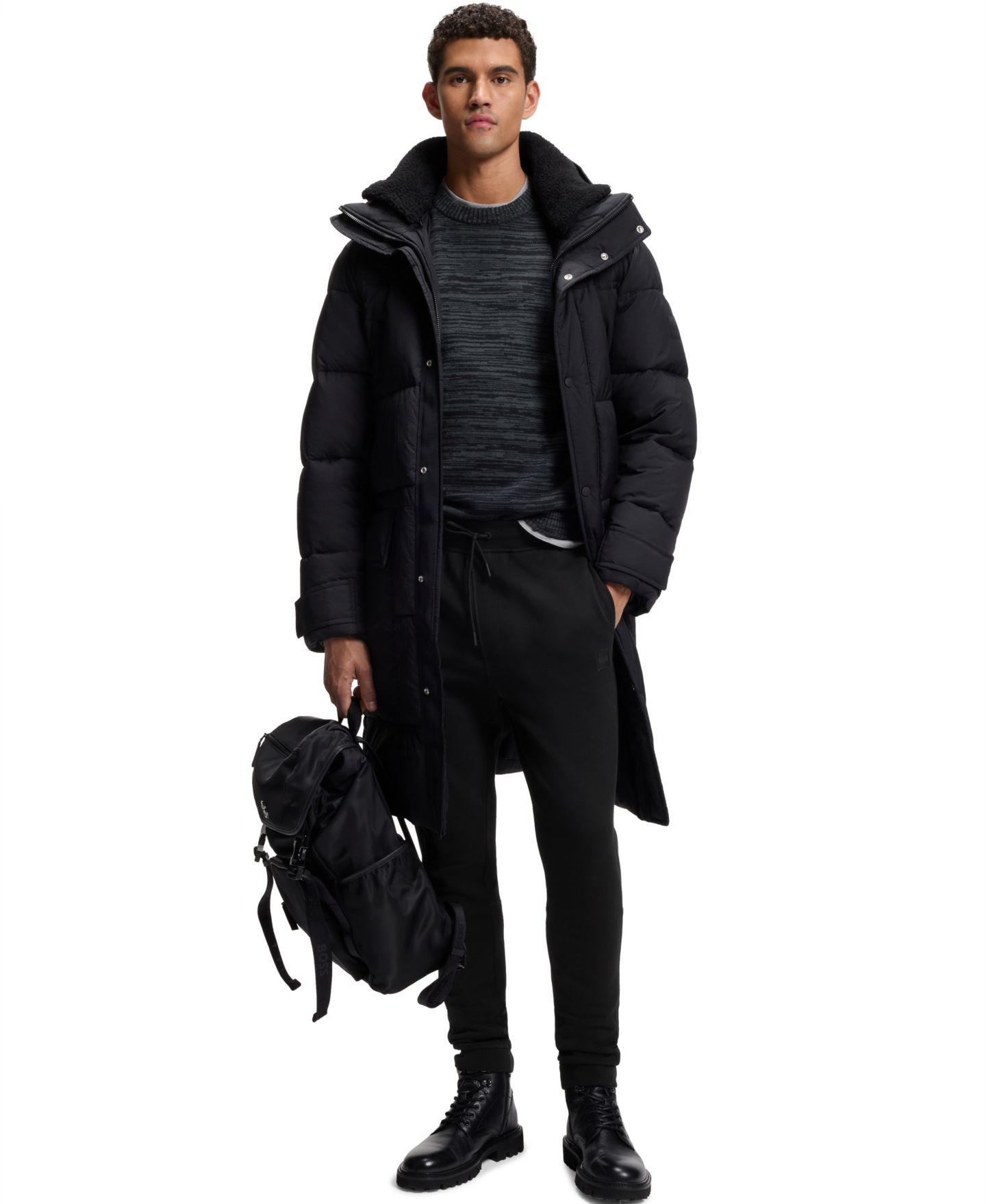 Мужские брюки Hugo Boss Logo Patch Tracksuit Bottoms, цвет: Чёрный — фото 7