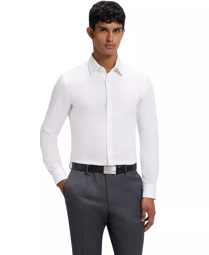 Men's Wrinkle-Free Poplin Slim-Fit Business Dress Shirt