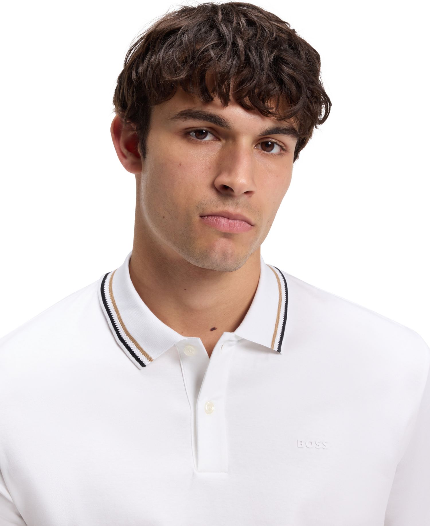 Men's Cotton Slim-Fit Striped Collar Polo Shirt