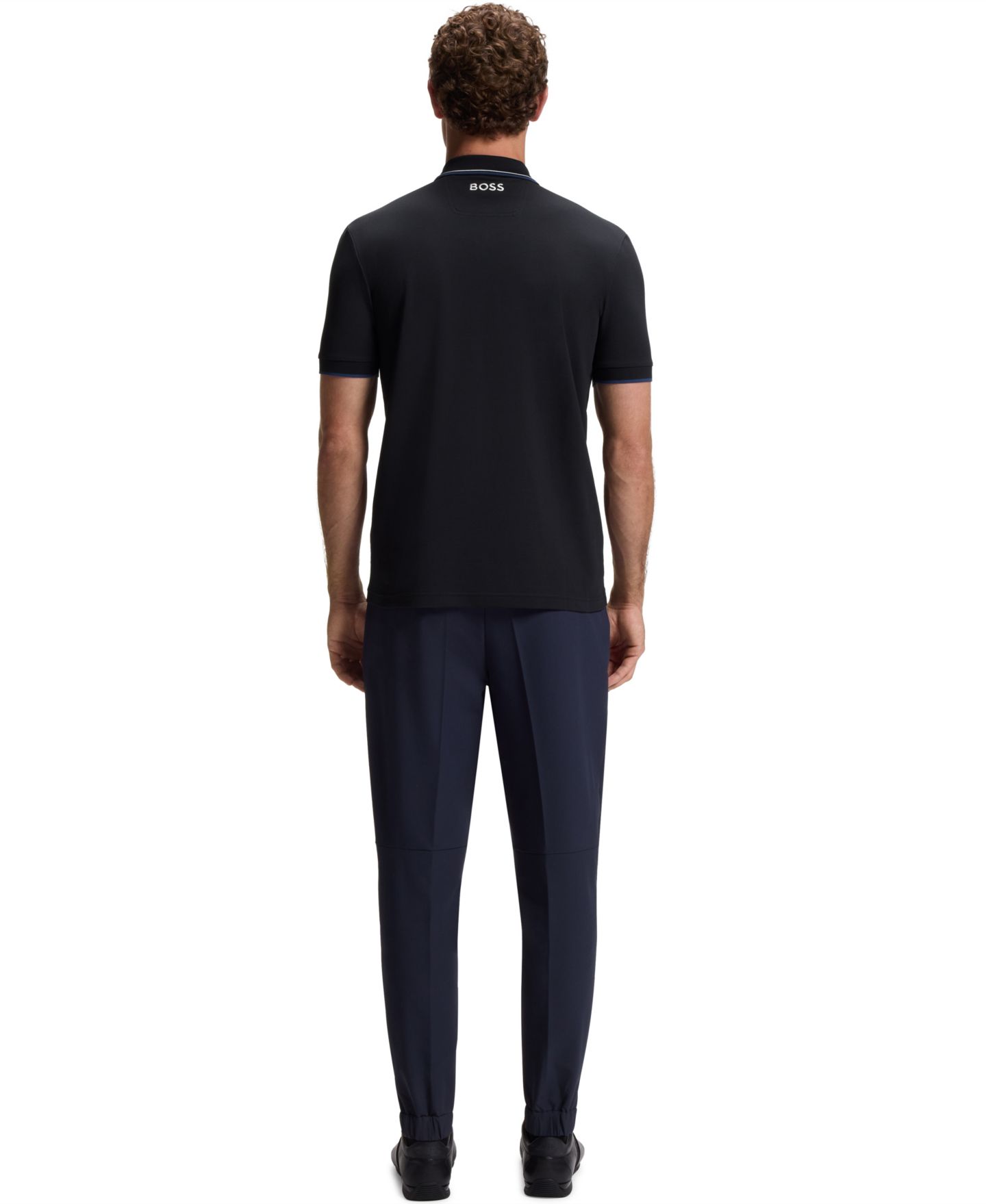 Мужское поло Hugo Boss Cotton-Blend Polo Shirt, цвет: Тёмный синий — фото 7