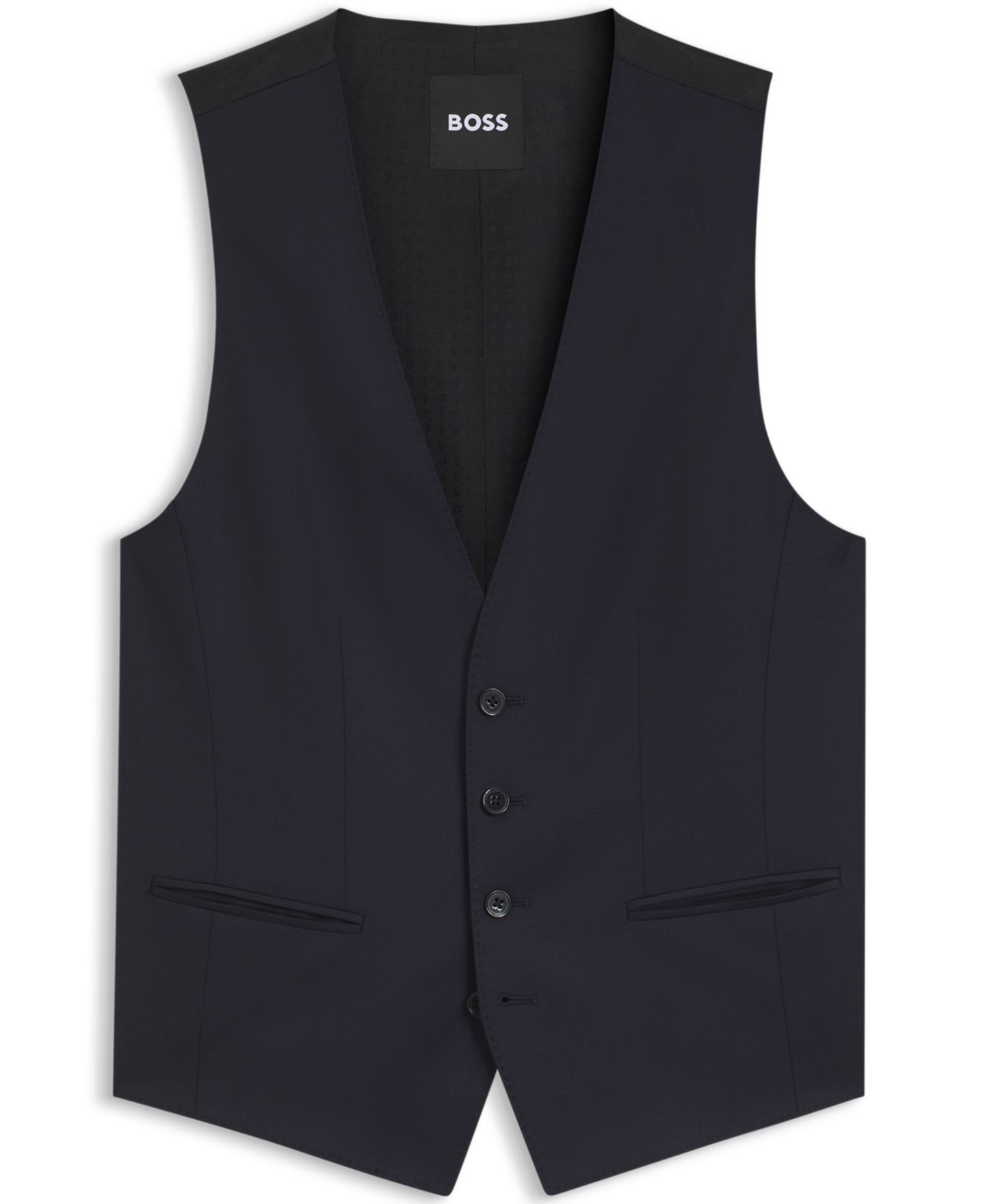 Мужские жилеты BOSS by Hugo Boss Virgin-Wool Serge Slim-Fit Vest, цвет: Тёмный синий — фото 6