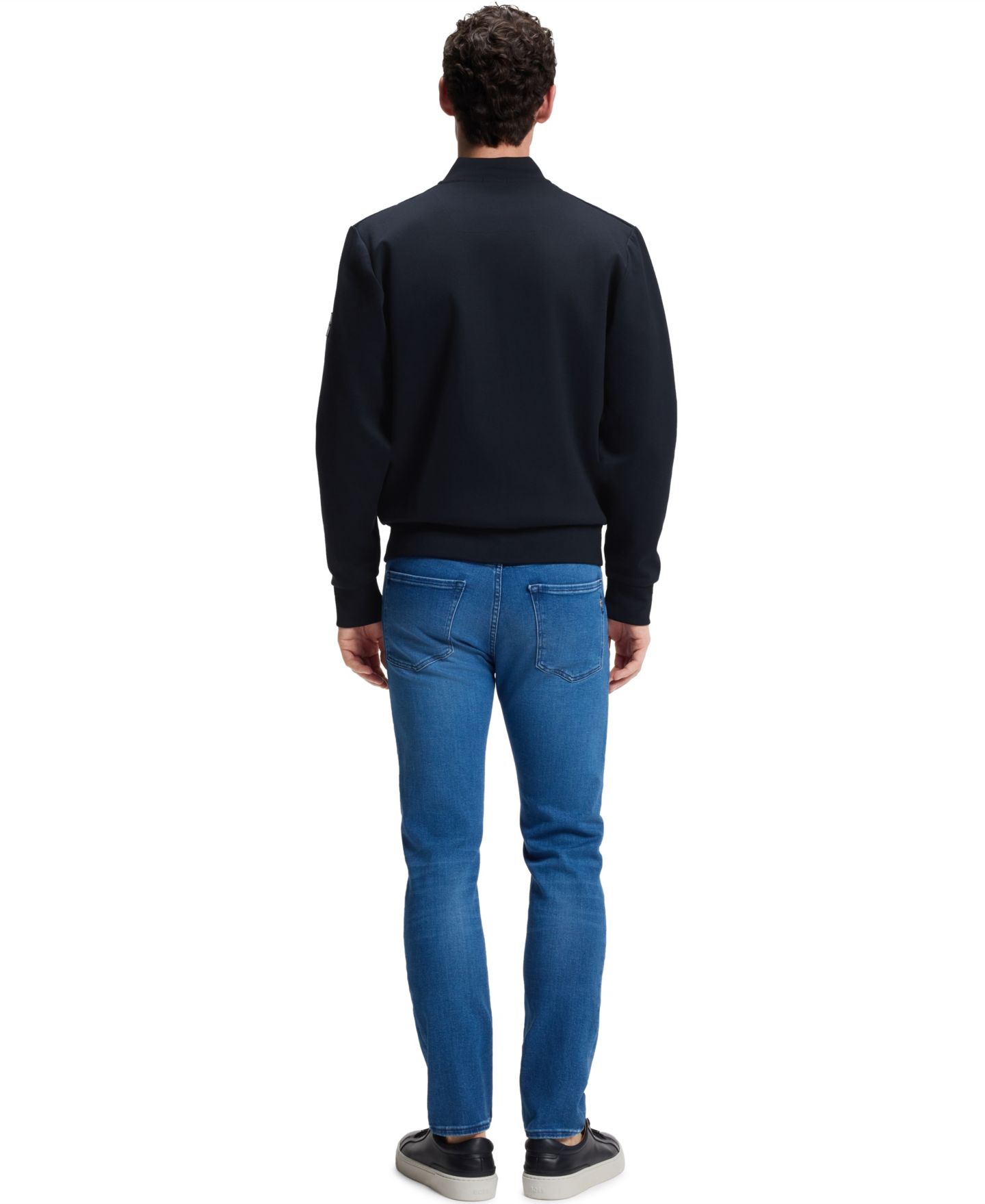 Мужская куртка Hugo Boss Cotton-Blend Zip-Up Padded, цвет: Тёмный синий — фото 4