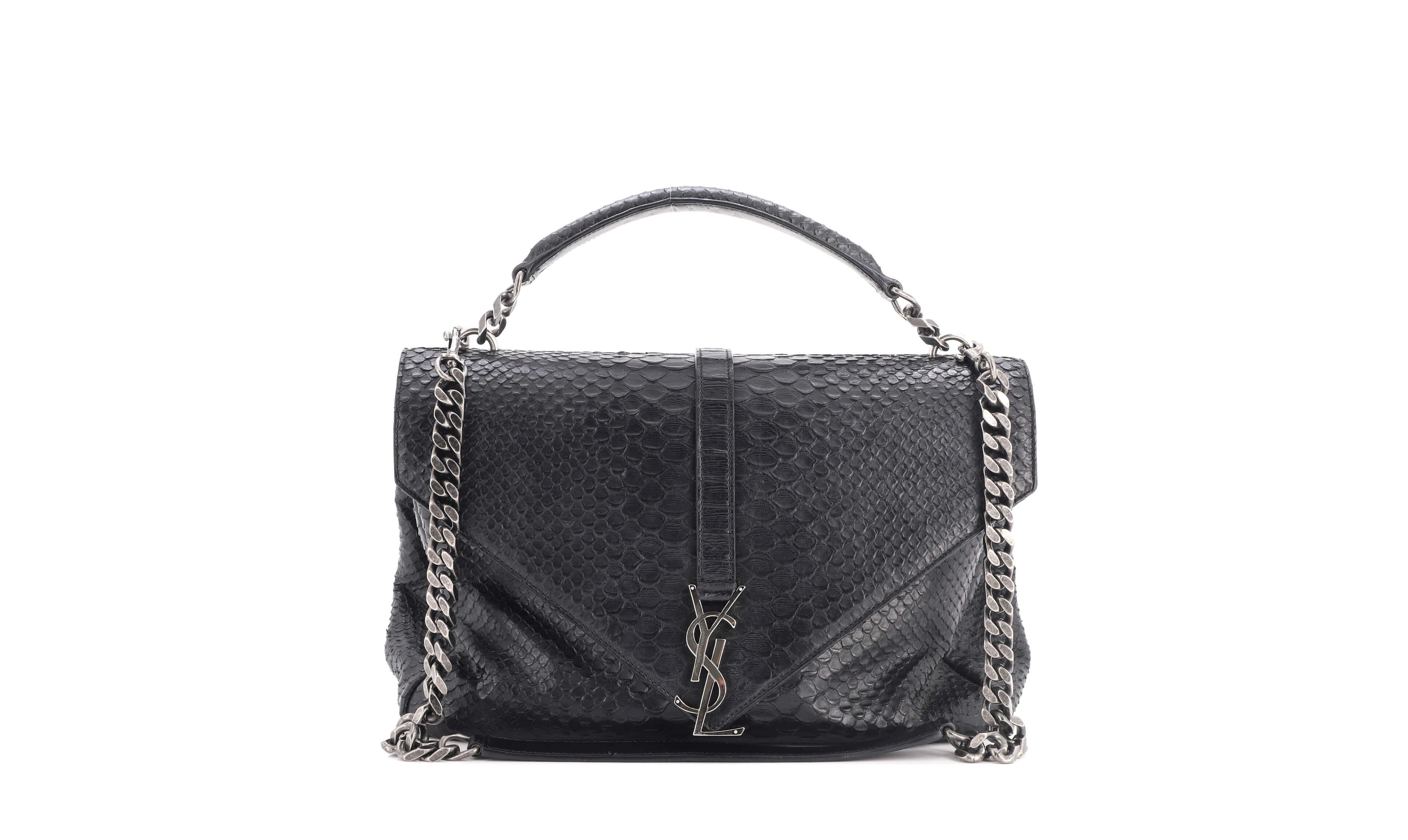Pre-Owned Saint Laurent Large Classic Monogram College Bag Embossed Leather