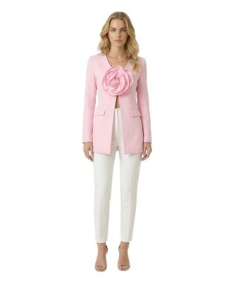 Women's Rose Detail Tailored V-Neck Blazer