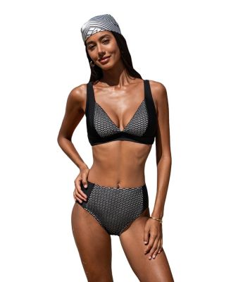 Women's Panel Spliced High Waist Bikini Set
