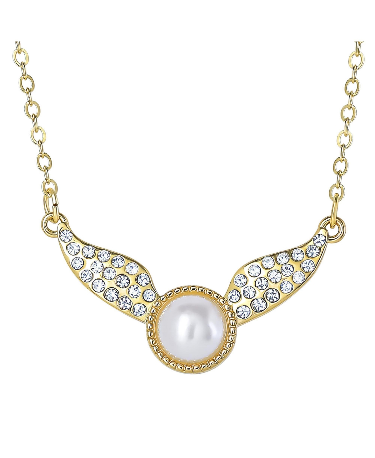 Harry Potter Golden Snitch Necklace with Crystals and Pearl, 18"+2" - Gold tone