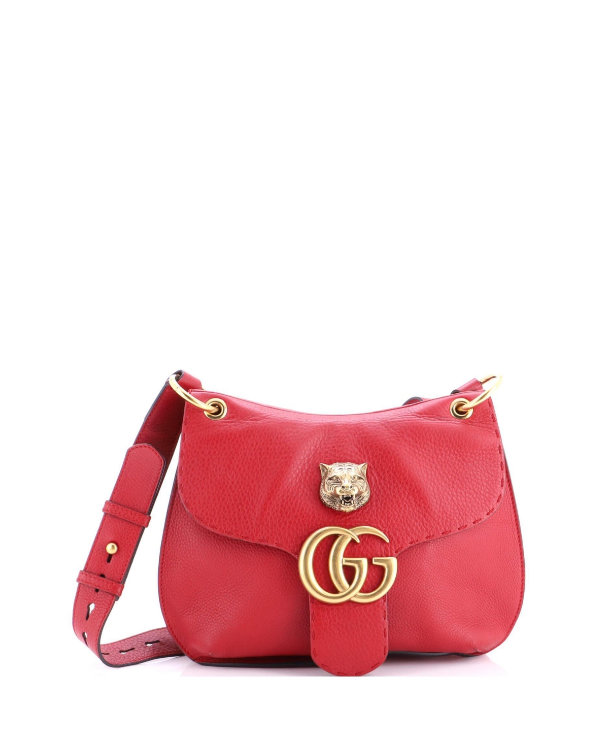 Pre-Owned Gucci Medium Gg Marmont Animalier Shoulder Bag Leather
