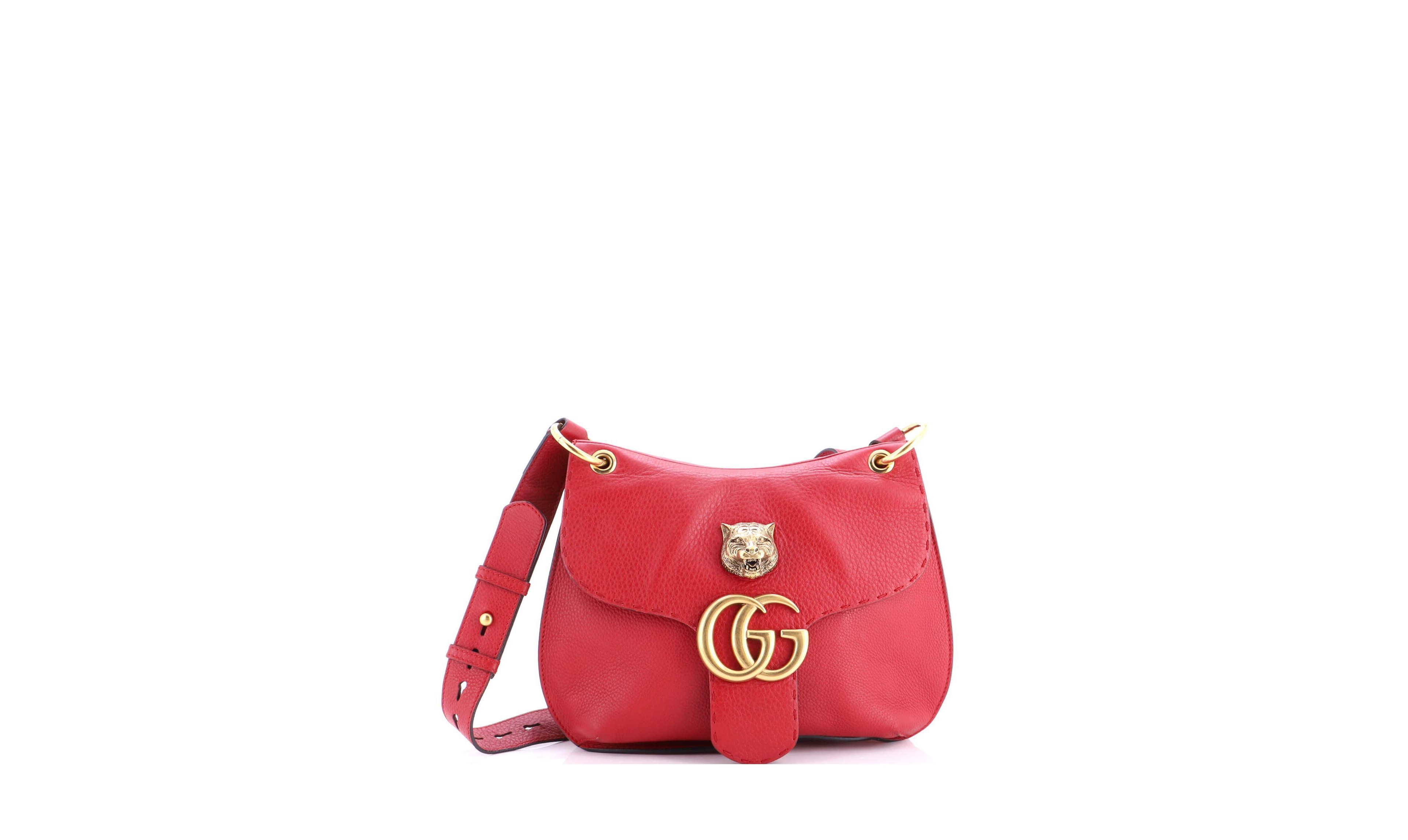 Pre-Owned Gucci Medium Gg Marmont Animalier Shoulder Bag Leather