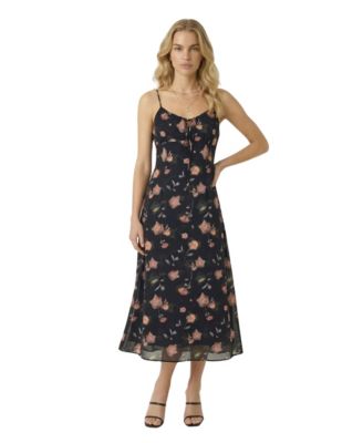 Women's Floral-Print Scoop Neck Midi Dress