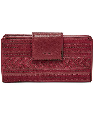 Fossil Emma RFID Leather Tab Clutch Wallet - Handbags & Accessories - Macy&#39;s