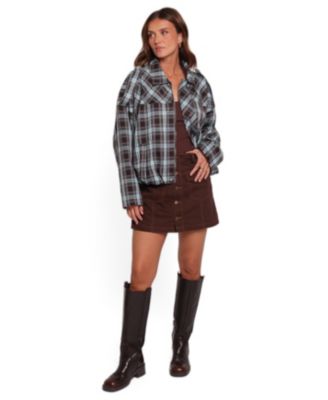 Women's Bindy Collared Plaid Bomber Jacket