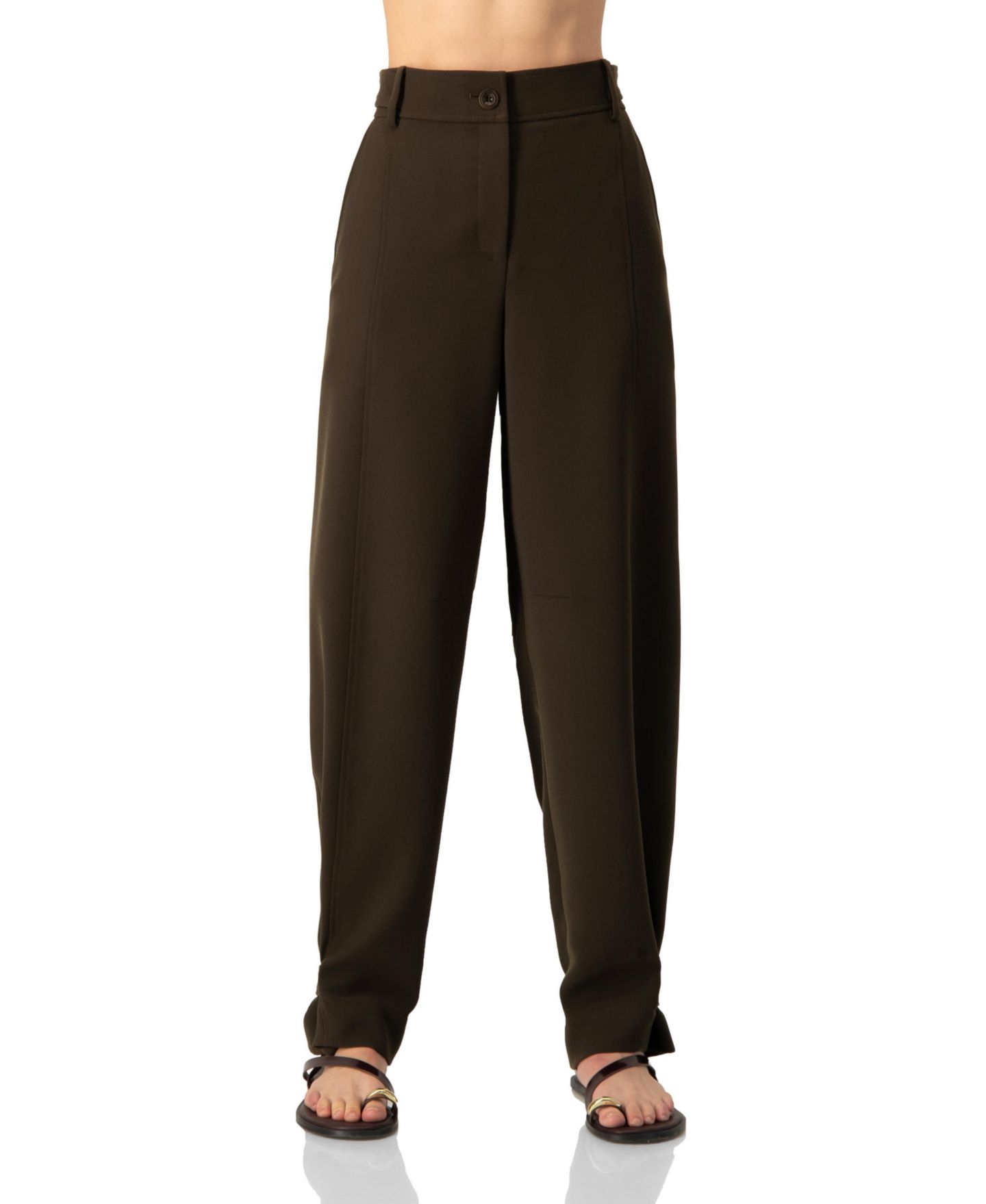 Женские брюки Ivonne High-Waist Ankle Strap Tapered, цвет: Коричневый — фото 1