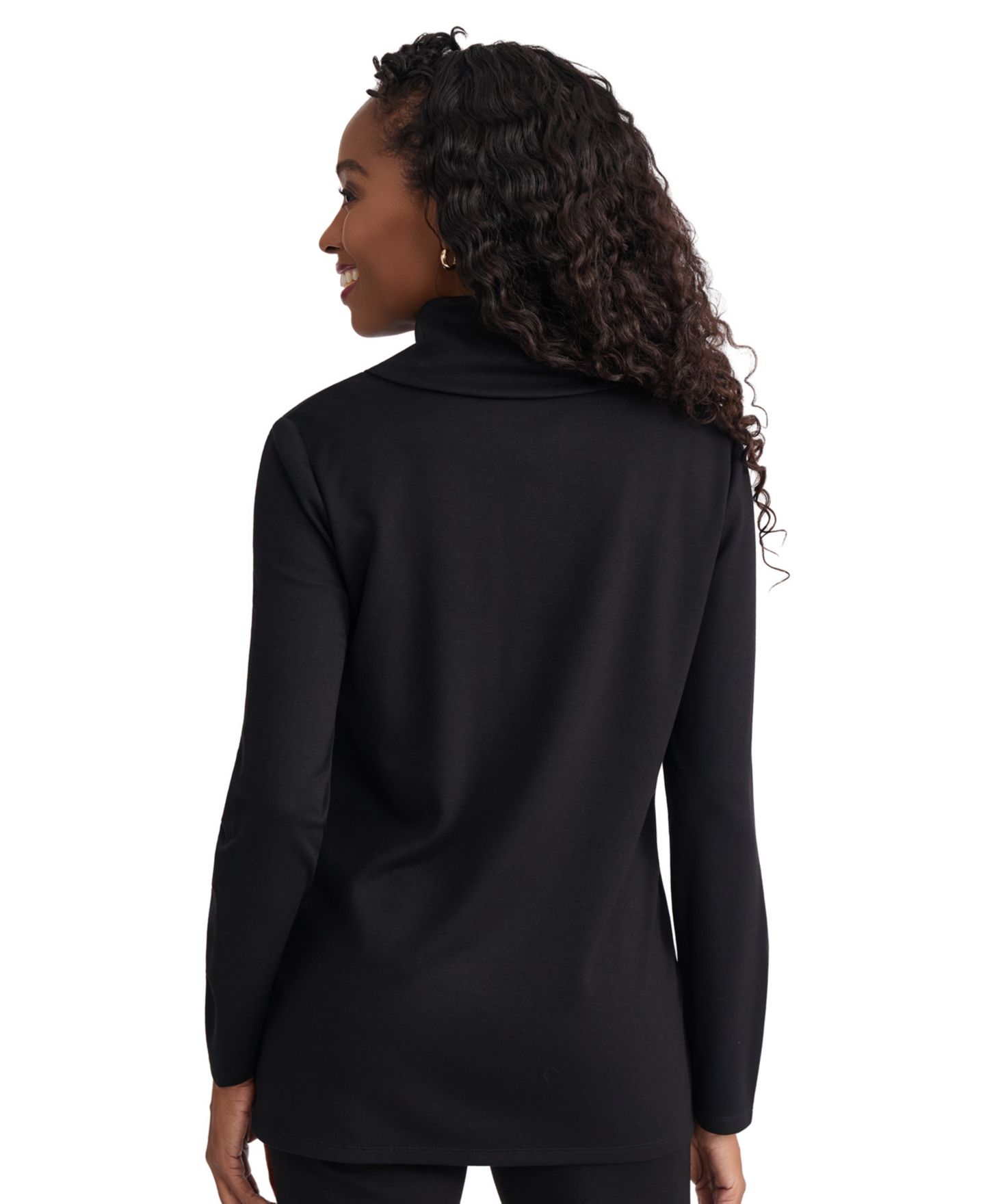 Женский свитер Jones New York Mock-Neck Buckle Trim Long-Sleeve, цвет: Чёрный — фото 4