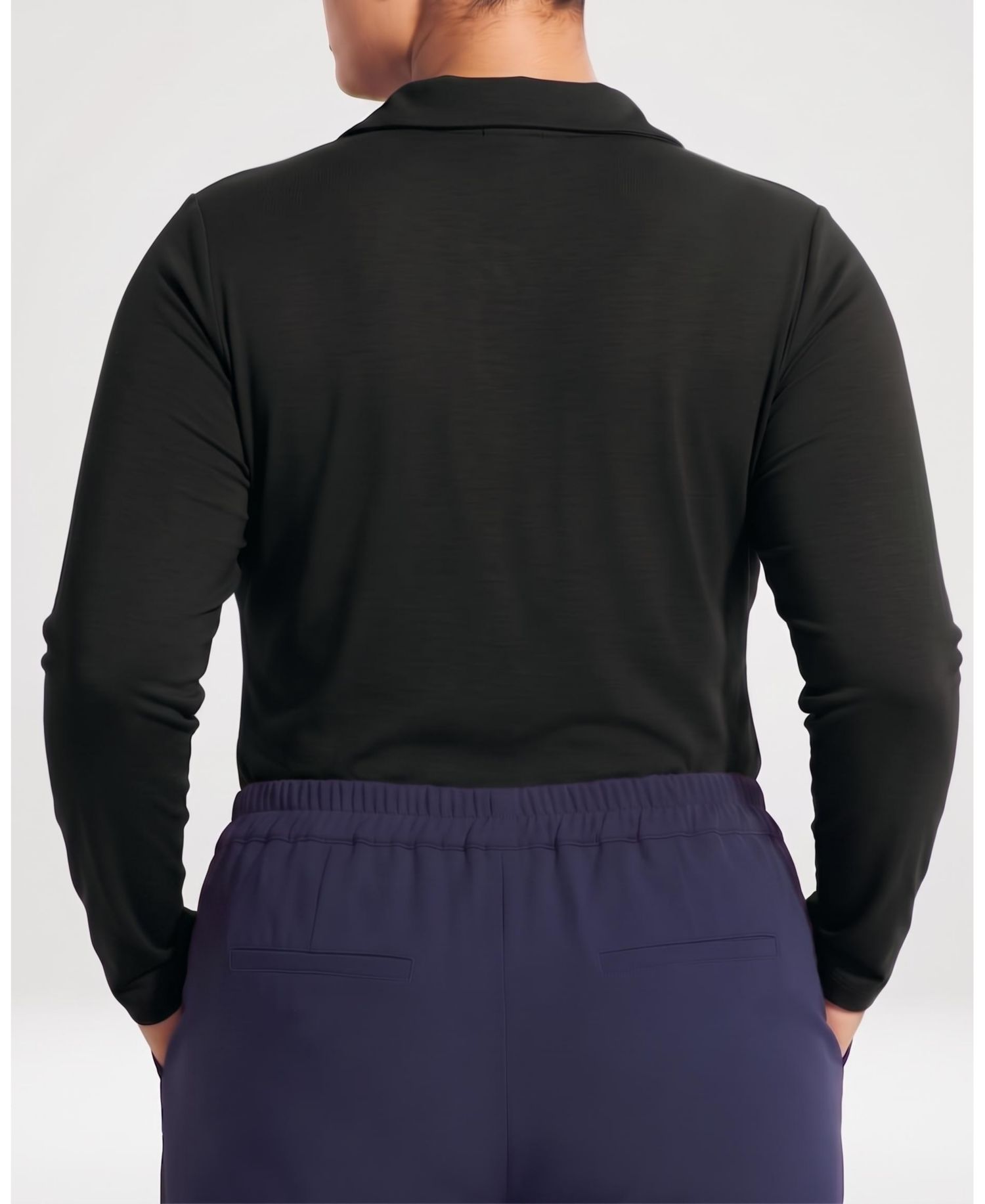 Plus Size Katia Long-Sleeve Collared Liquid Jersey Top