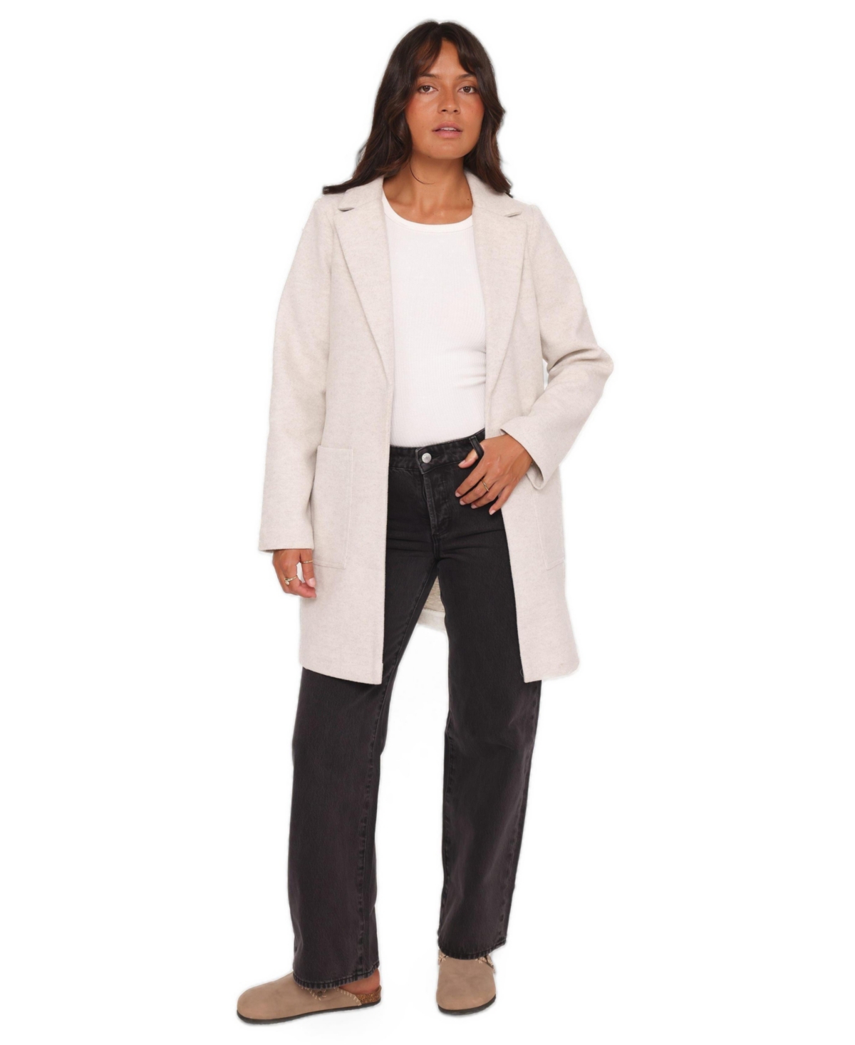 Petal and Pup Women's Kirsten Notch-Collar Open-Front Coatigan