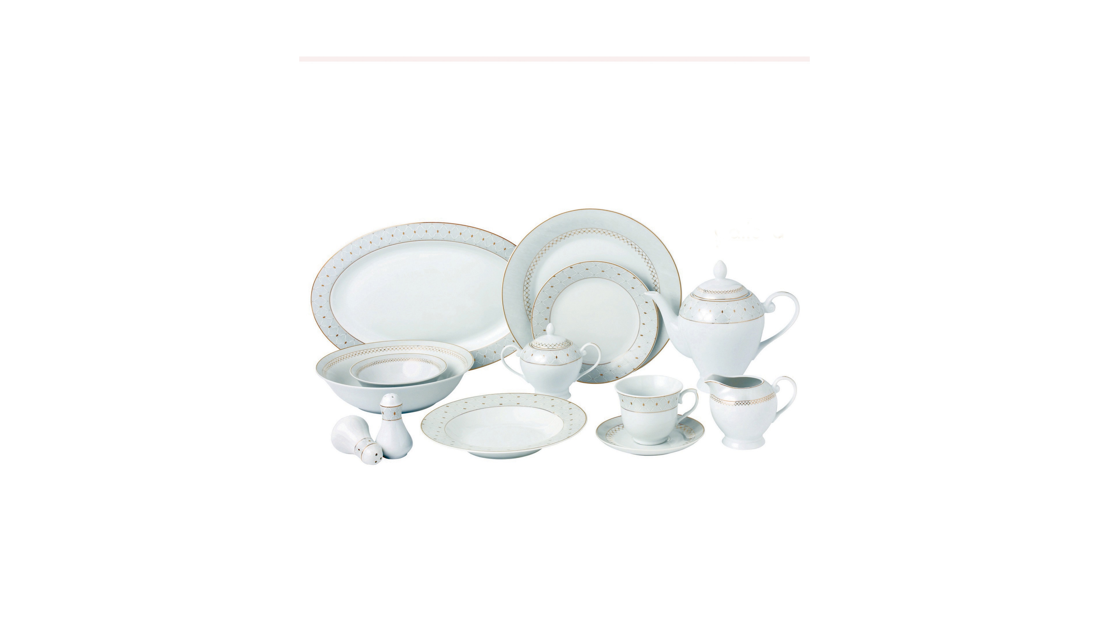 Lorren Home Trends Carlotta-Mix and Match Gold Trim 57-pc Dinnerware Set, Service for 8