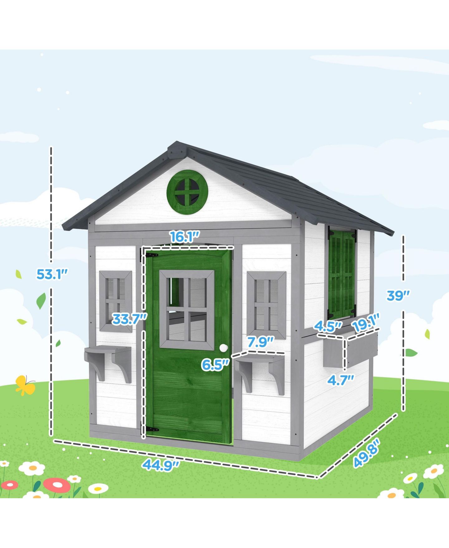 Детская игрушка SEVORLEY Outdoor Wood Playhouse, Ages 3-8, цвет: Белый — фото 4