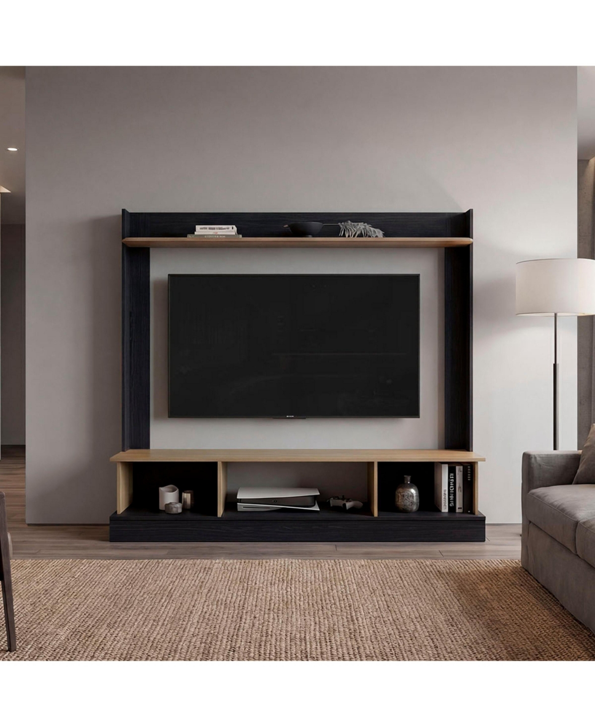 Flynama 65-Inch Tv Entertainment Center Modern Media Console with Storage Shelves - Multi