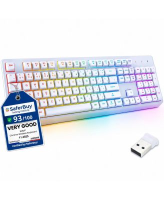Wireless Rechargeable RGB Gaming Keyboard for PC, Mac OS, PS4, PS5, Xbox One, Xbox Series