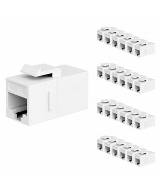 RJ45 10-Gigabit Ethernet Female-to-Female Keystone Coupler Jack, Compatible with Cat5e and Cat6 Ethernet Cables, 25-Pack