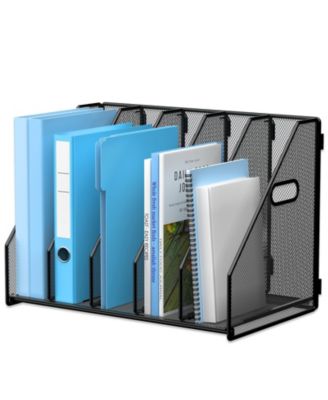 5 Vertical Desk File Organizer Metal Mesh Desktop Storage Holder For Office Home School