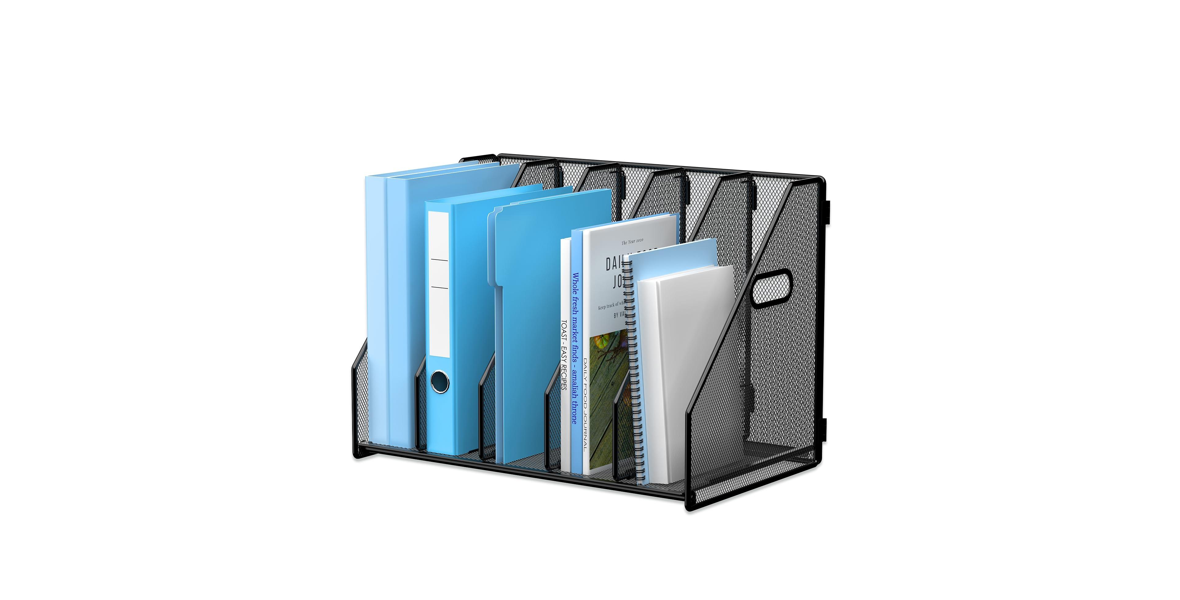 Danrong 5 Vertical Desk File Organizer Metal Mesh Desktop Storage Holder For Office Home School