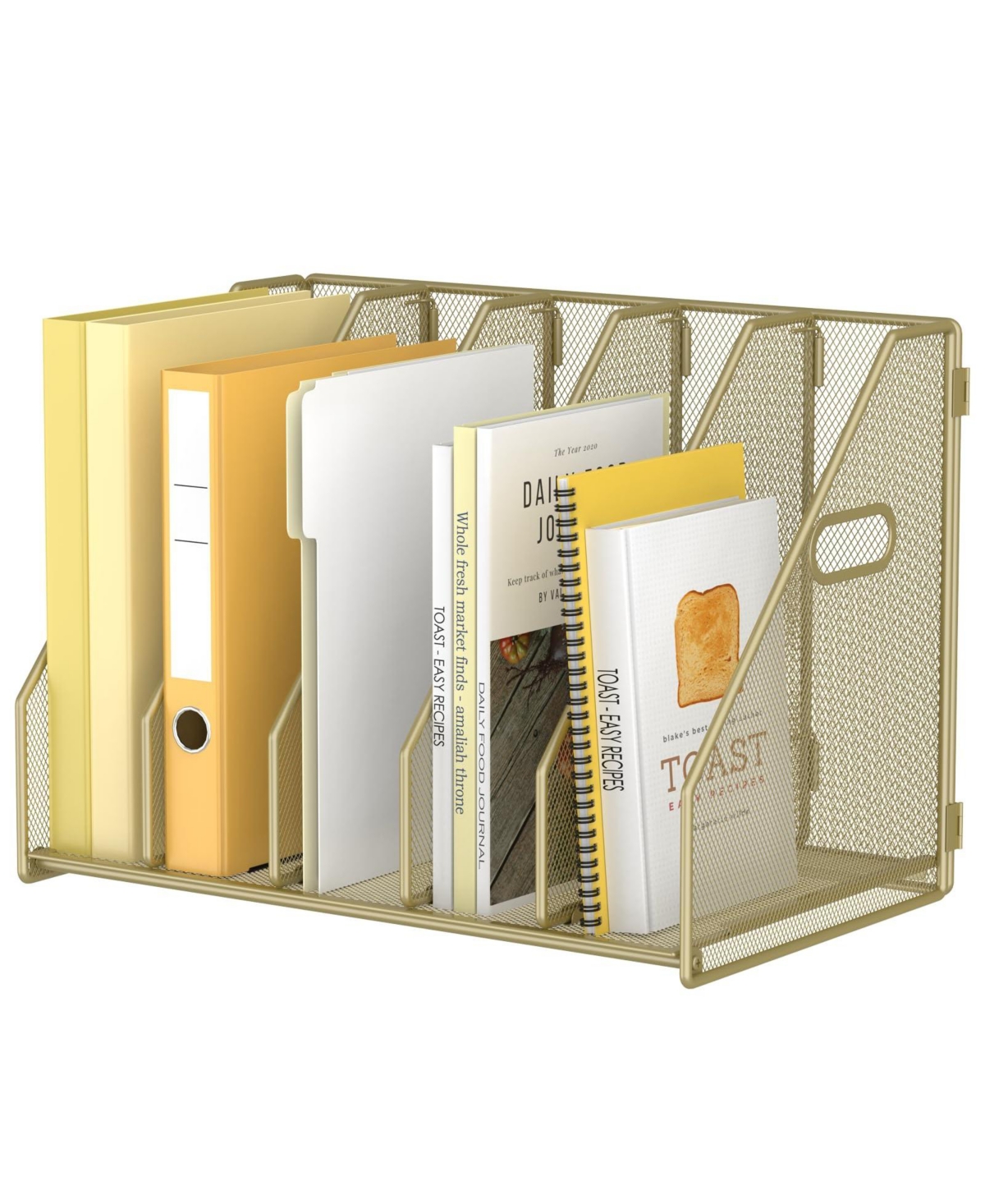 Danrong 5 Vertical Desk File Organizer Metal Mesh Desktop Storage Holder For Office Home School - Gold