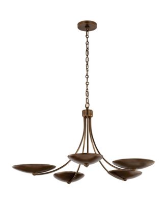 Palmela 40" 5-Lt Chandelier Lacquered Bronze/Brass interior shade