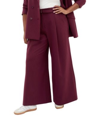 Plus Size Cora High-Rise Wide-Leg Front-Pleat Pants